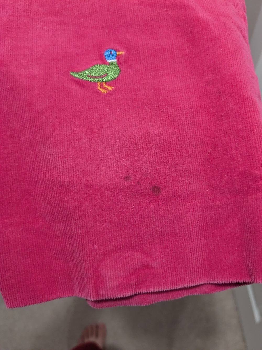 Lilly Pulitzer Hot Pink Corduroy Flare Jeans with Green Bird Embroidery - Picture 4 of 4